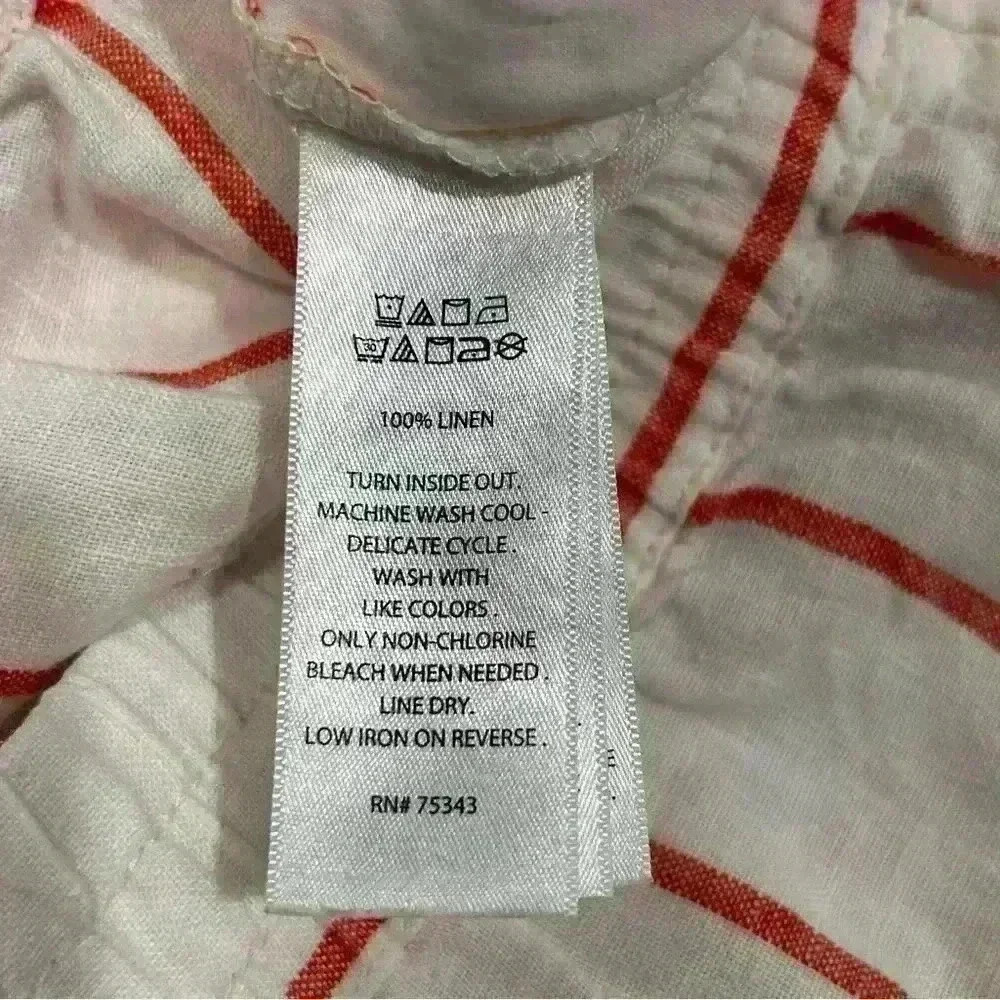C&C California 100% White Striped Linen Pull On Pants Tapered Leg Casual Size M - Picture 3 of 8